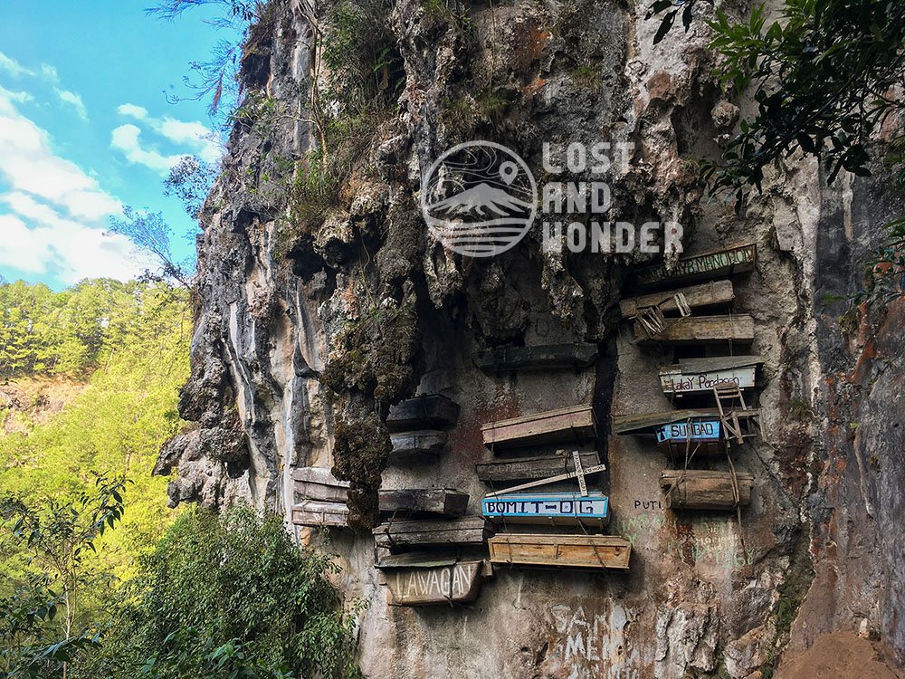 Photo of hanging coffins in Sagada